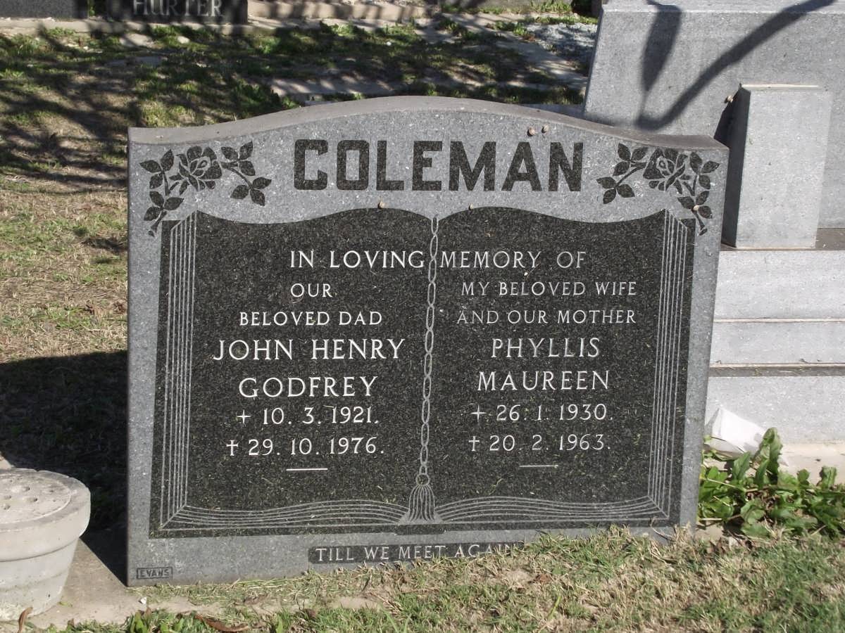 COLEMAN John Henry Godfrey 1921-1976 & Phyllis Maureen 1930-1963