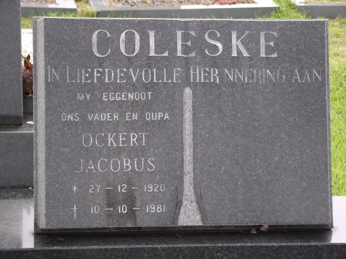 COLESKE Ockert Jacobus 1920-1981