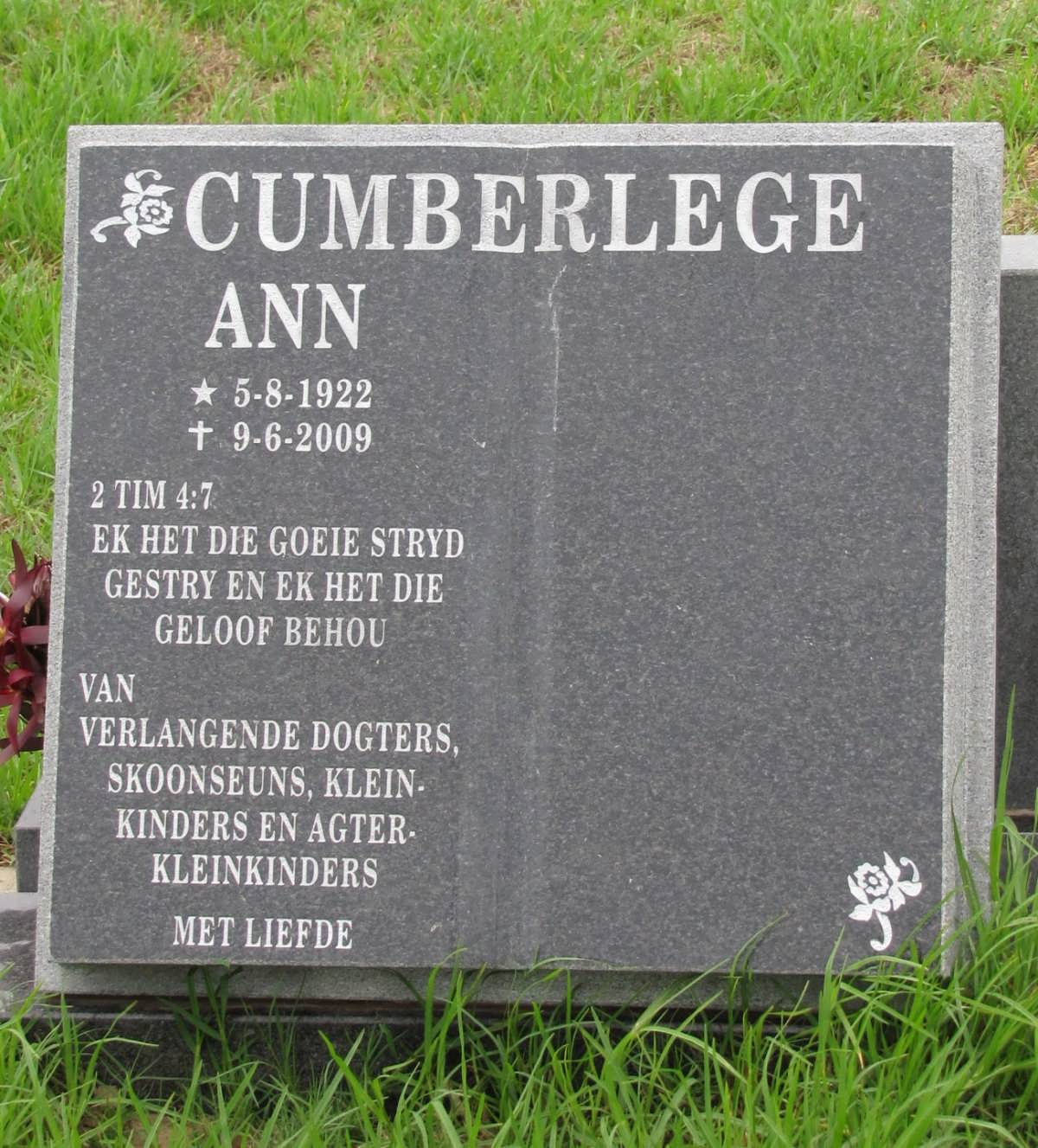 CUMBERLEGE Ann 1922-2009
