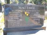MATTHEE Christoffel Hendrik 1923-2010 & Katrina 1926-1997