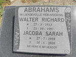ABRAHAMS Walter Richard 1913-1997 & Jacoba Sarah 1918-2010
