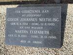 NEETHLING Gideon Johannes 1912-1970 & Martha Elizabeth 1910-1998