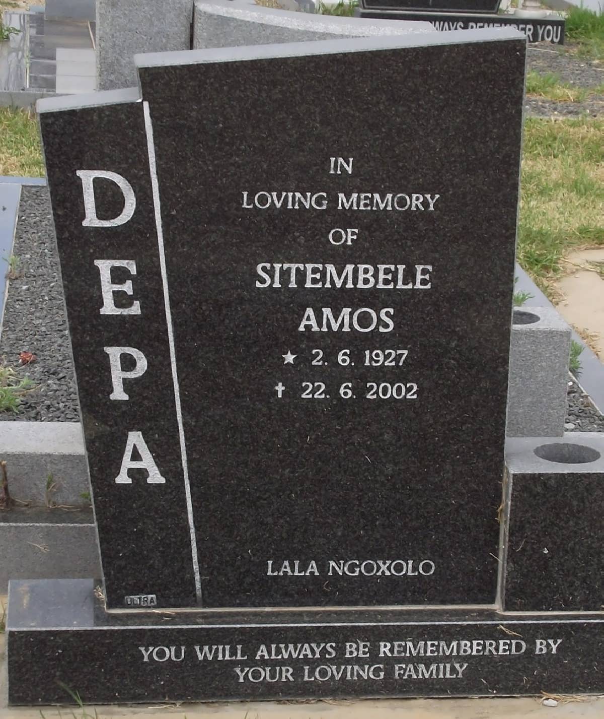 DEPA Sitembele Amos 1927-2002