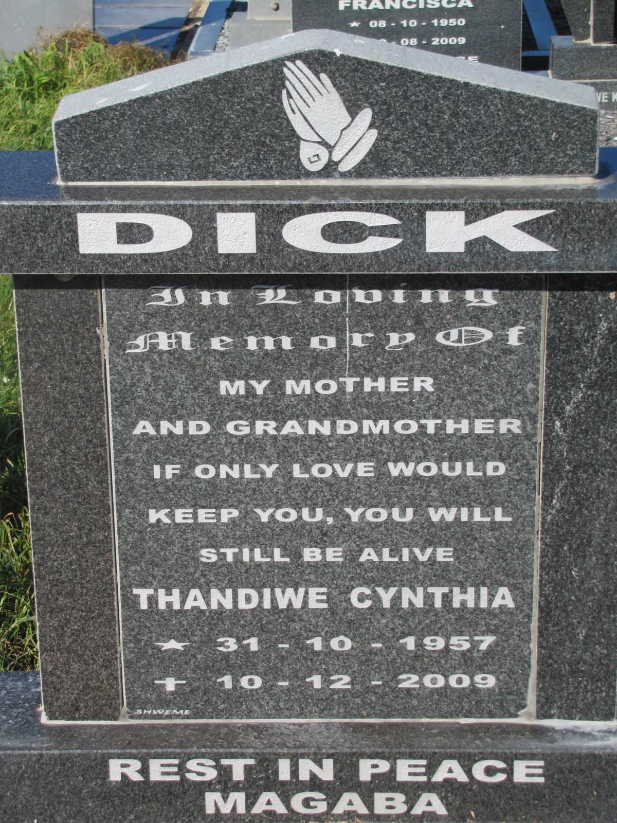 DICK Thandiwe Cynthia 1957-2009