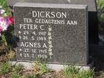 DICKSON Peter C. 1917-1989 & Agnes A. 1915-1989
