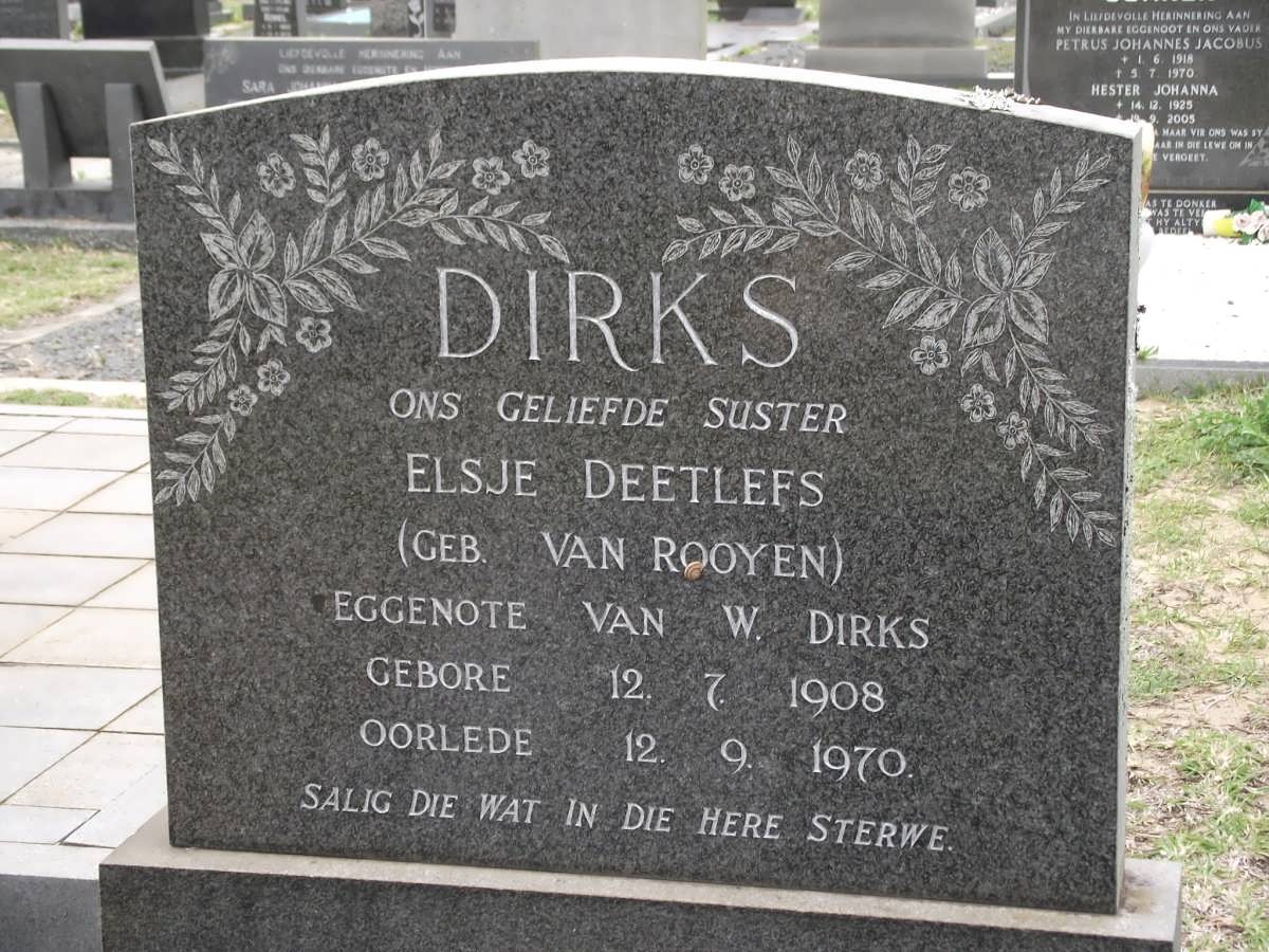 DIRKS Elsje Deetlefs nee VAN ROOYEN 1908-1970