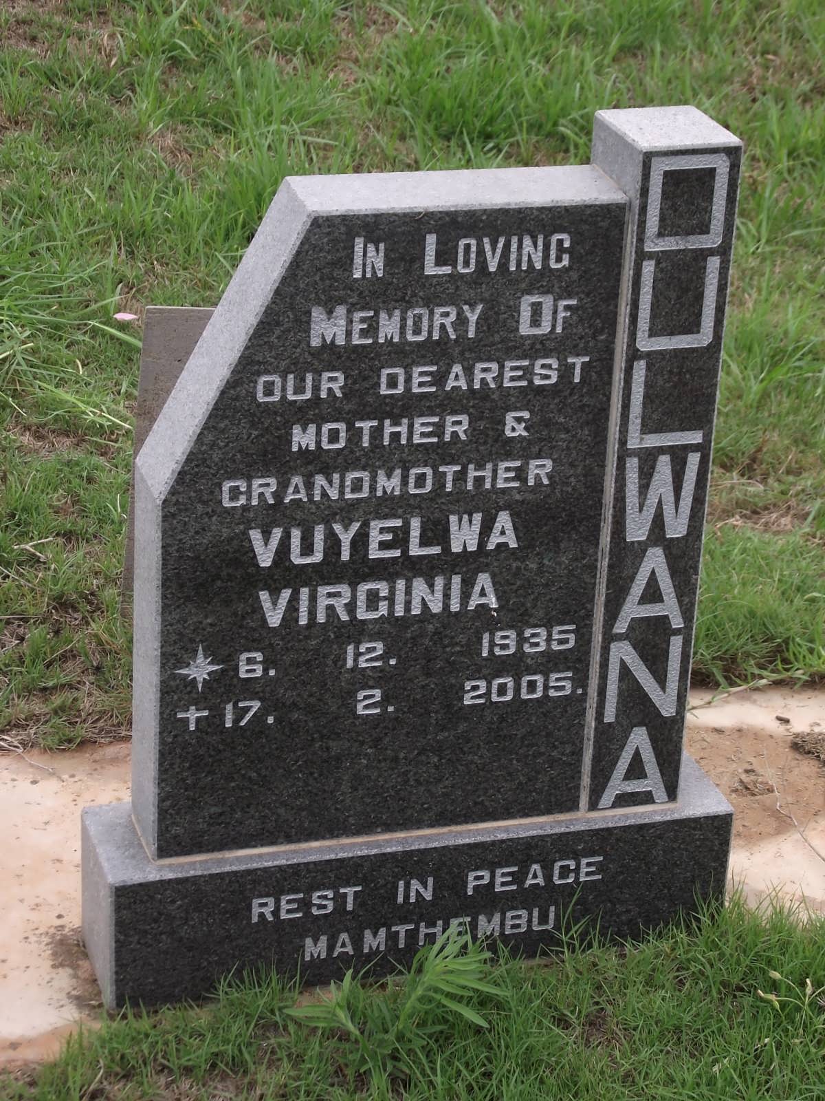 DULWANA Vuyelwa Virginia 1935-2005