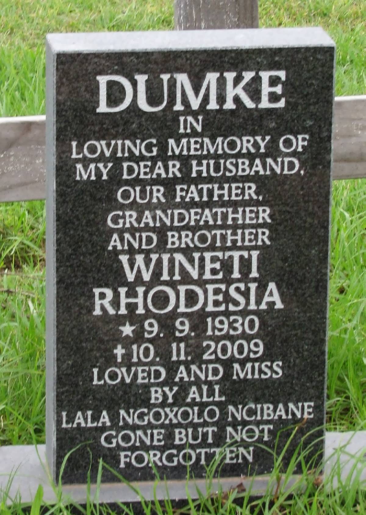 DUMKE Wineti Rhodesia 1930-2009