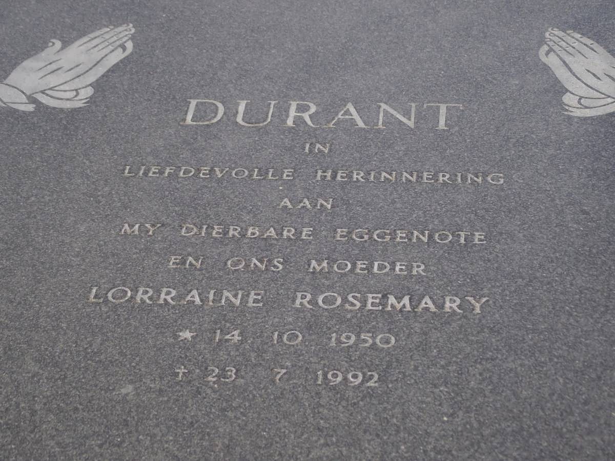 DURANT Lorraine Rosemary 1950-1992