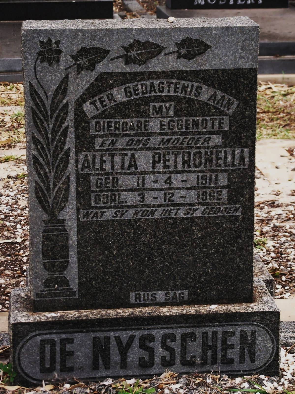 NYSSCHEN Aletta Petronella, de 1911-1962