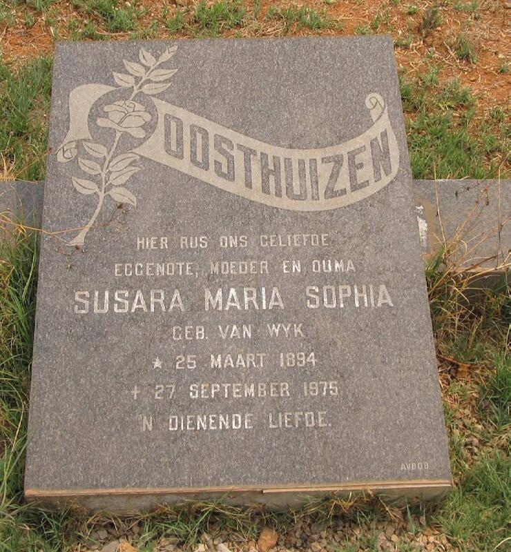 OOSTHUIZEN Susara Maria Sophia nee VAN WYK 1894-1975