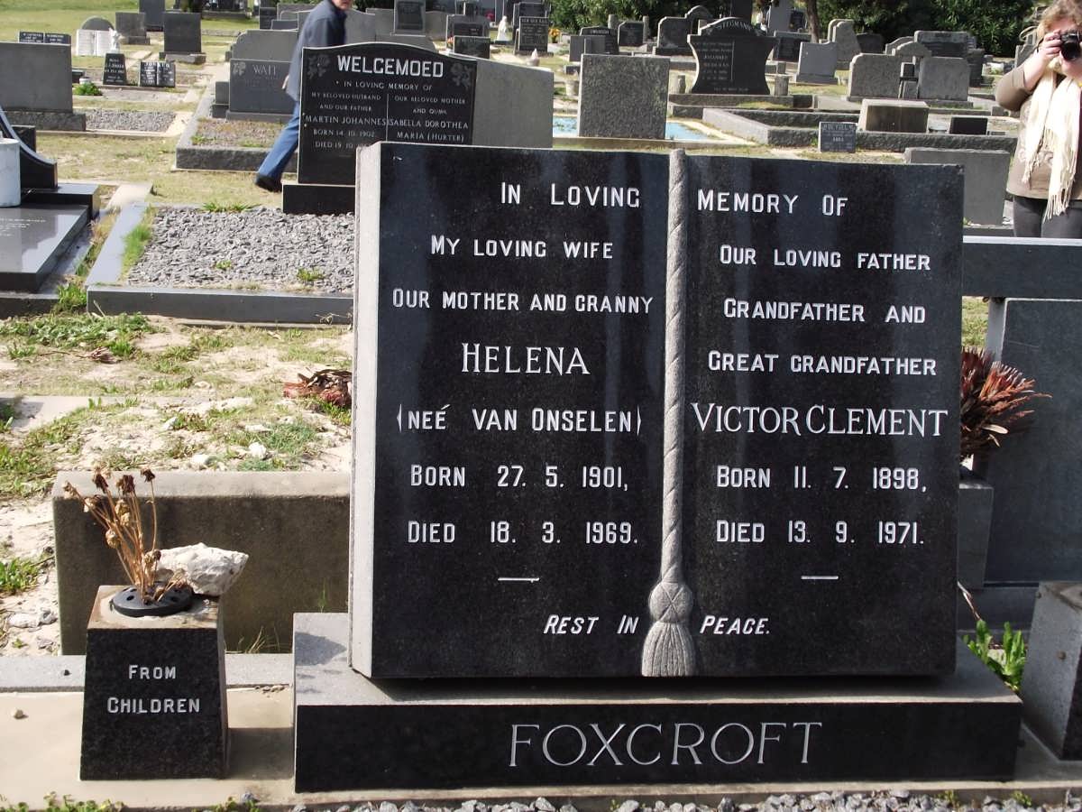 FOXCROFT Victor Clement 1898-1971 & Helena VAN ONSELEN 1901-1969