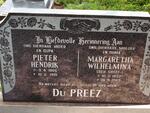 PREEZ Pieter Hendrik, du 1886-1981 & Margaretha Wilhelmina GREEF 1892-1969