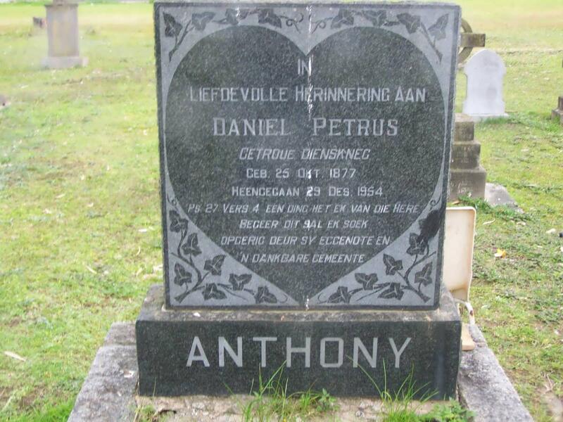 ANTHONY Daniel Petrus 1877-1954