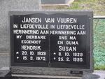 VUUREN Hendrik, jansen van 1929-1970 & Susan 1929-1990