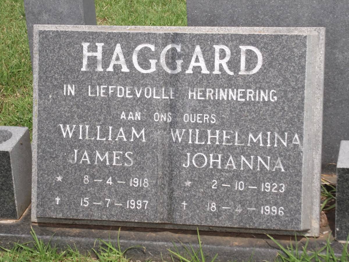 HAGGARD William James 1918-1997 & Wilhelmina Johanna 1923-1996