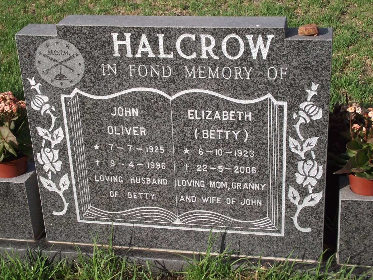 HALCROW John Oliver 1925-1996 & Elizabeth 1923-2006