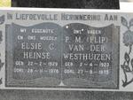 WESTHUIZEN P.M., van der 1923-1975 & Elsie C. HEINSE 1929-1978