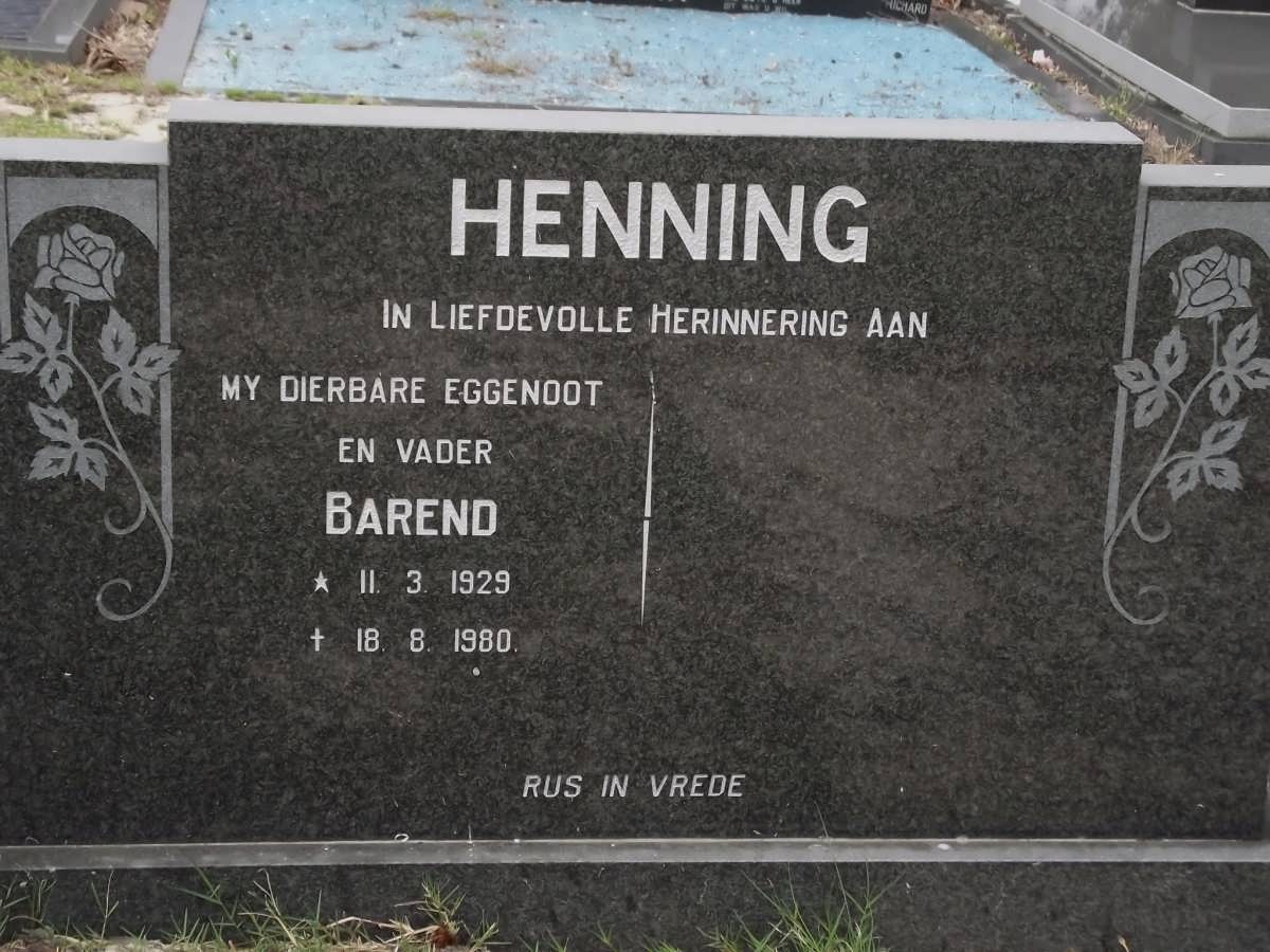 HENNING Barend 1929-1980