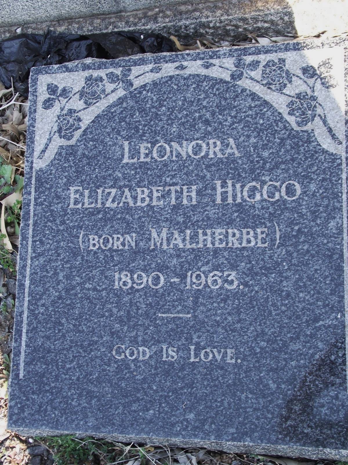 HIGGO Leonora Elizabeth nee MALHERBE 1890-1963