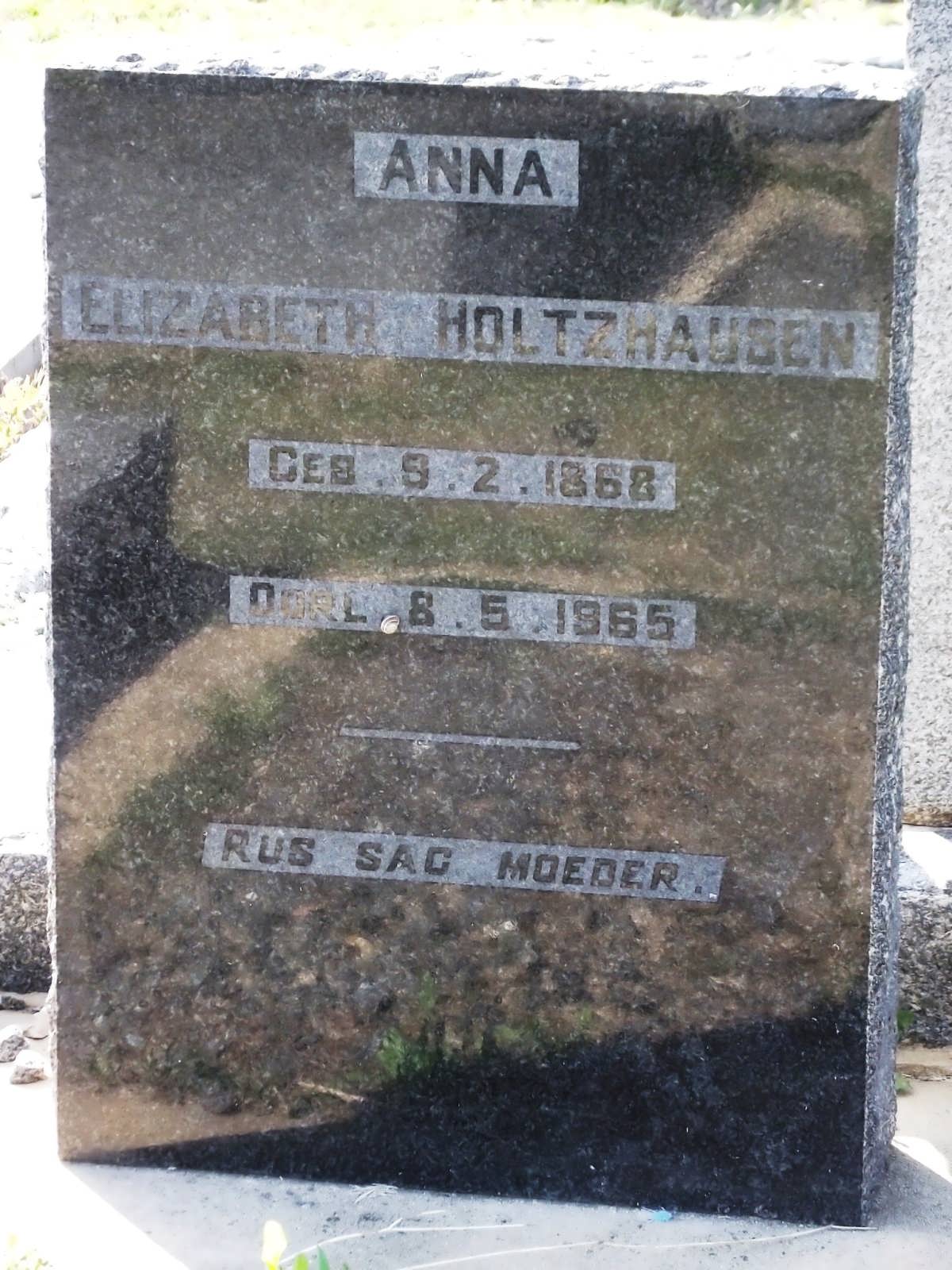HOLTZHAUSEN Anna Elizabeth 1868-1965