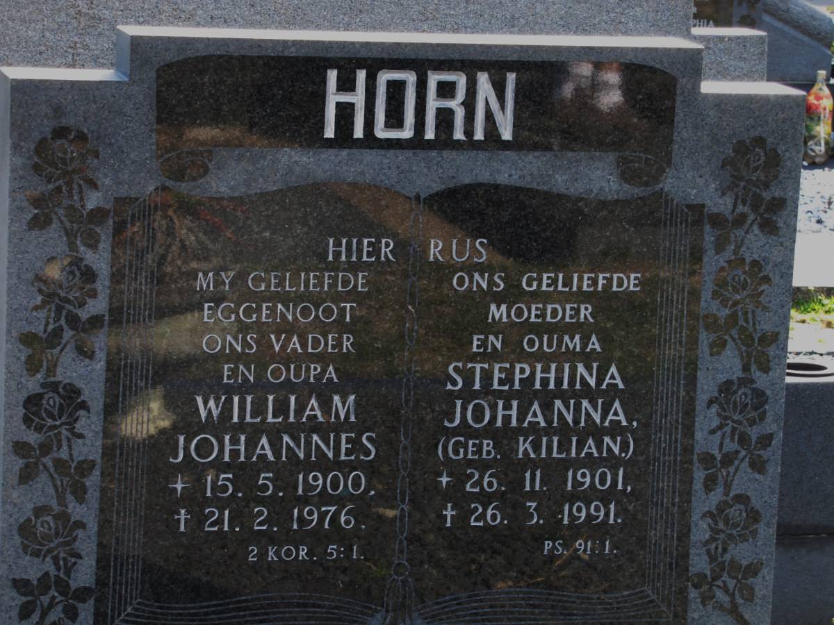 HORN William Johannes 1900-1976 & Stephina Johanna KILIAN 1901-1991