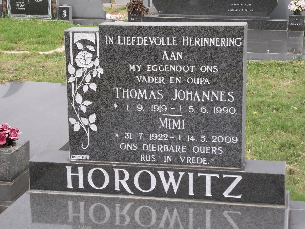 HOROWITZ Thomas Johannes 1919-1990 &  Maria J. 1922-2009