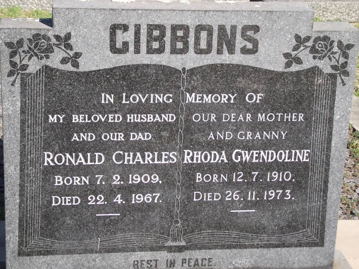 GIBBONS Ronald Charles 1909-1967 & Rhoda Gwendoline 1910-1973
