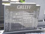 GREEFF Abraham C. 1911-1988 & M.J. DU PREEZ 1918-1982