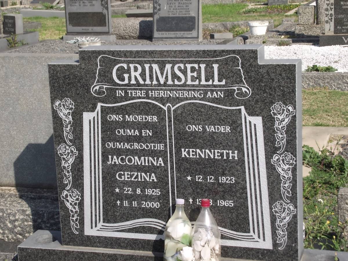 GRIMSELL Kenneth 1923-1965 & Jacomina Gezina 1925-2000