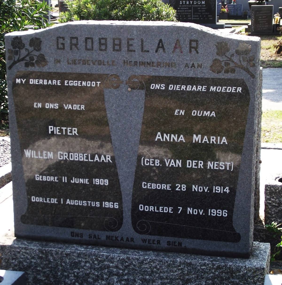 GROBBELAAR Pieter Willem 1909-1966 & Anna Maria VAN DER NEST 1914-1996