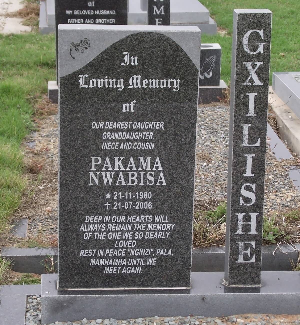 GXILISHE Pakama Nwabisa 1980-2006