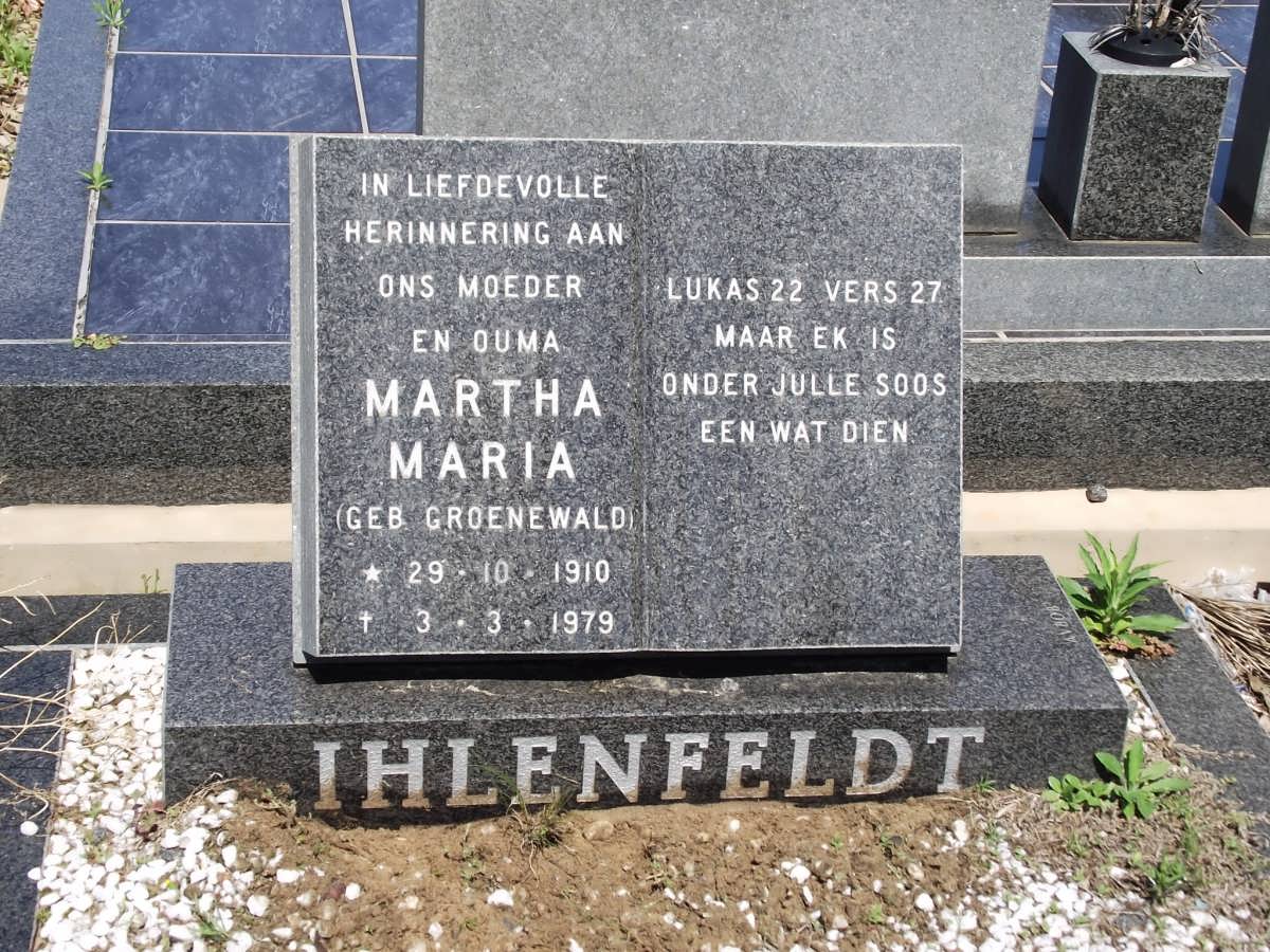 IHLENFELDT Martha Maria nee GROENEWALD 1910-1979