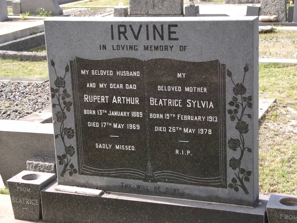 IRVINE Rupert Arthur 1889-1969 & Beatrice Sylvia 1913-1978