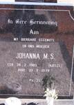 AGENBAG Johanna M.S. nee KOTZE 1905-1978