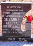 ZYL Susanna Aletta, van nee JONES 1915-2001