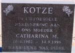 KOTZE Catharina M. 1902-1996