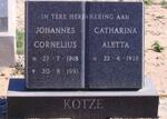KOTZE Johannes Cornelius 1918-1991 & Catharina Aletta 1926-