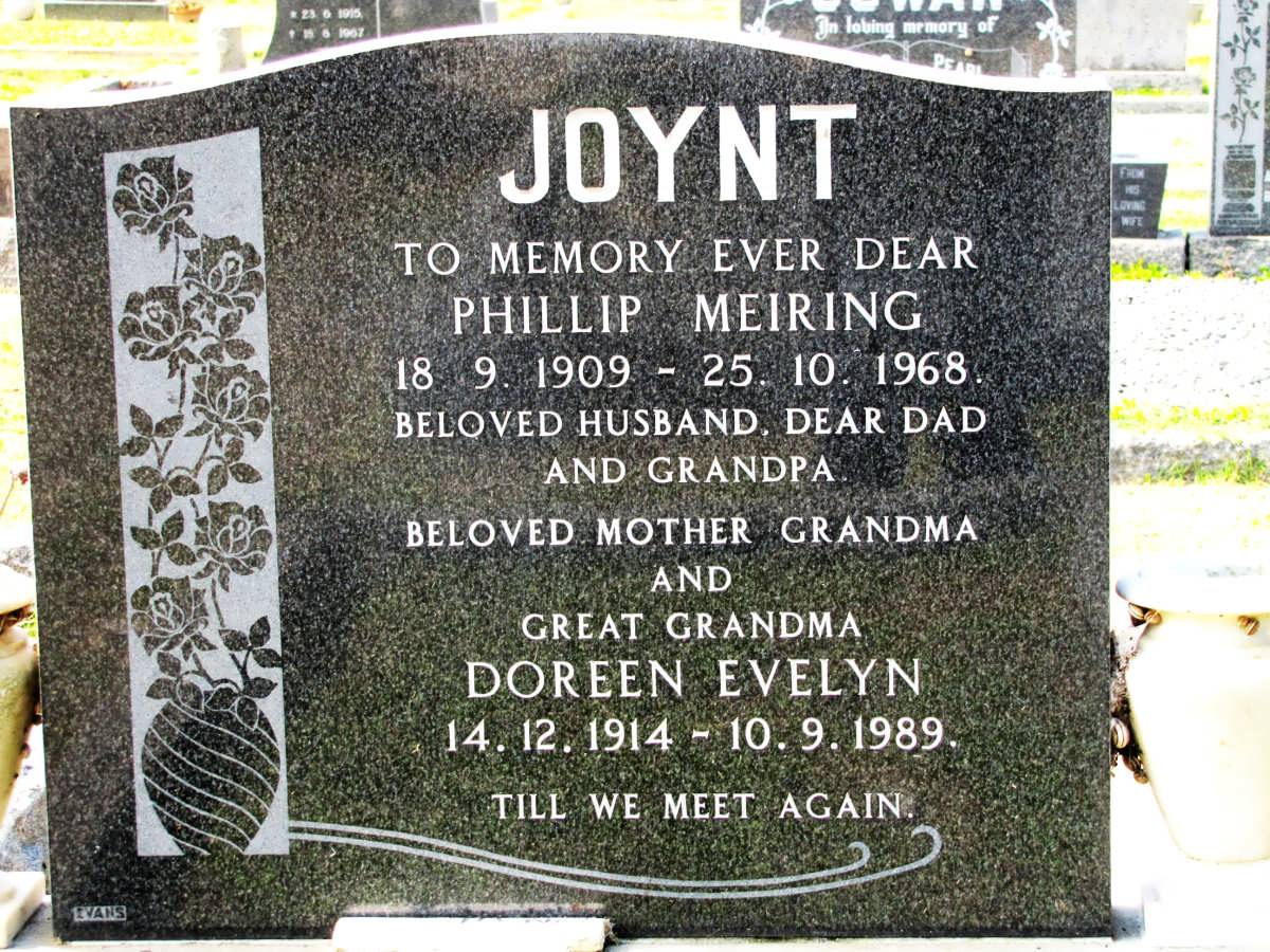 JOYNT Phillip Meiring 1909-1968 & Doreen Evelyn 1914-1989
