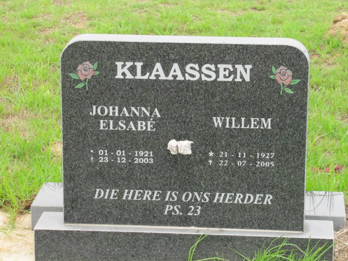 KLAASSEN Johanna Elsabé 1921-2003 & Willem 1927-2005
