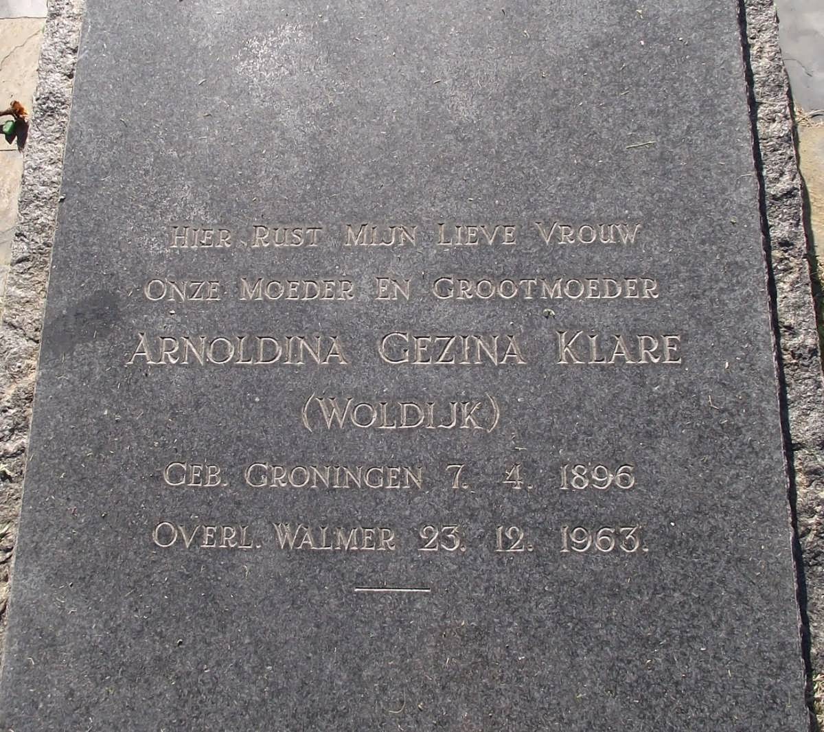 KLARE Arnoldina Gezina nee WOLDIJK 1896-1963