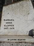 KLOPPER Barbara Annie 1927-1978