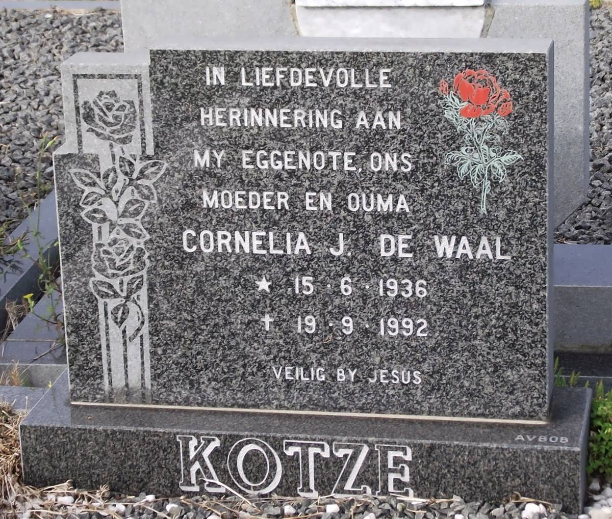 KOTZE Cornelia J. De Waal 1936-1992