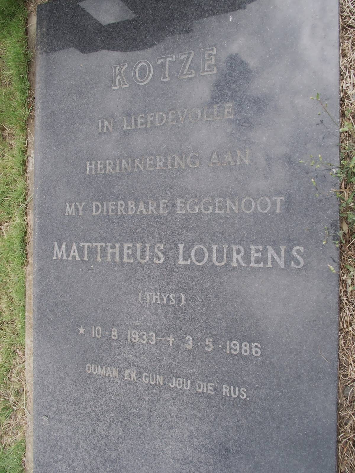 KOTZE Mattheus Lourens 1933-1986