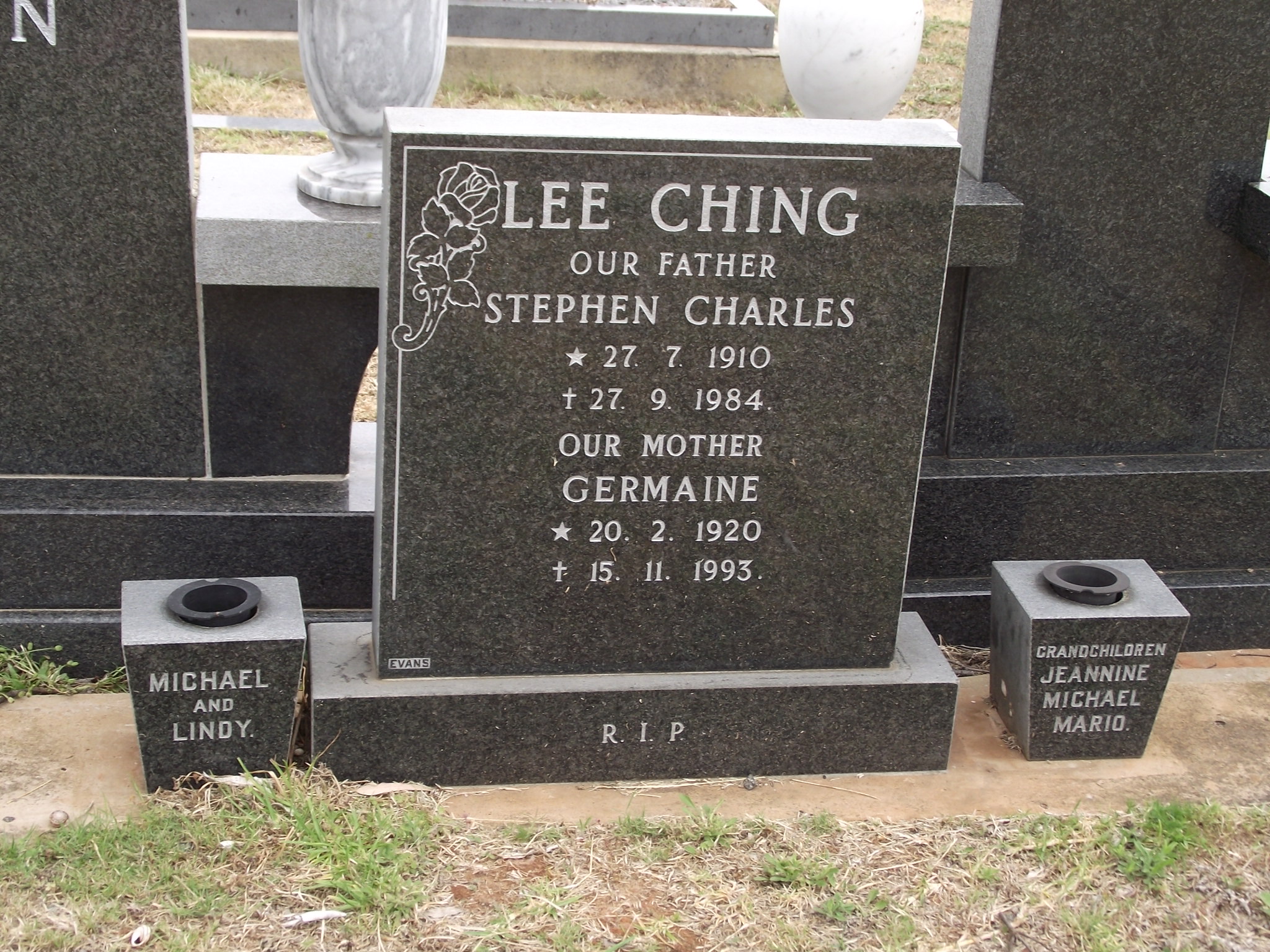 LEE CHING Stephen Charles 1910-1984 & Shee Moi Germaine 1920-1993