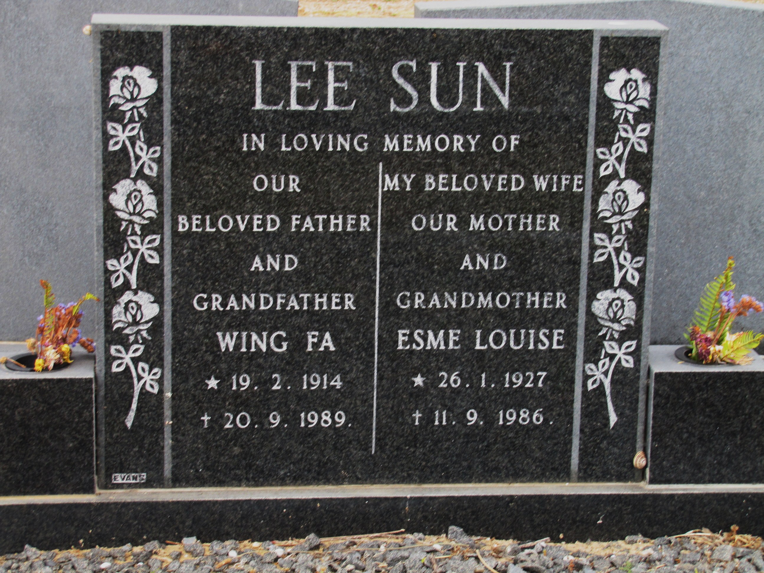 LEE SUN Wing Fa 1914-1989 & Esme Louise 1927-1986