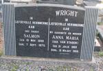 WRIGHT Salmon 1898-1975 & Anna Maria VAN STADEN 1903-1968