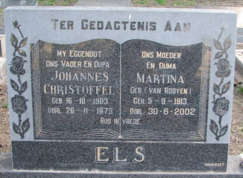 ELS Johannes Christoffel 1903-1979 & Martina VAN ROOYEN 1913-2002