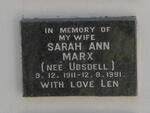 MARX Sarah Ann nee UBSDELL 1911-1991