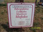 MAFOKO Tshegofatso Lethabo Machere 2008-2008